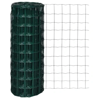 Image of vidaXL Euro Fence Panel 10x1m Green PVC Coated Steel Mesh for Garden, Farm, Industrial Enclosure, Outdoor Screen