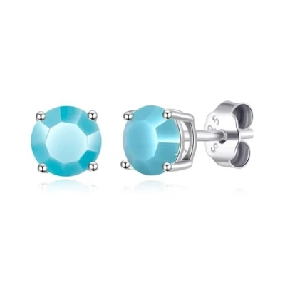 Image of Philip Jones Sterling Silver December (Turquoise) Birthstone Earrings Created with Zircondia® Crystals