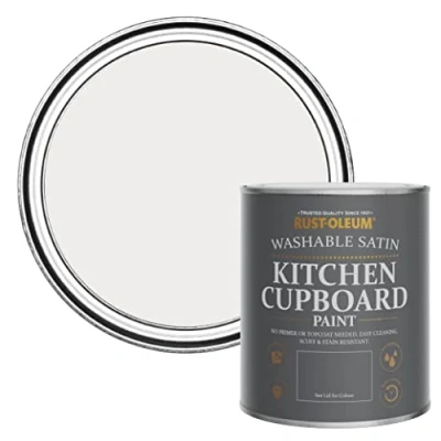 Image of Rust Oleum Grey Scrubbable Kitchen Cupboard Paint in Satin Finish Fleur 750ml