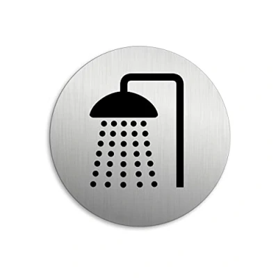 Image of Door Sign Shower Material Stainless Steel dia. 75 mm finely brushed matt self adhesive No. 39020