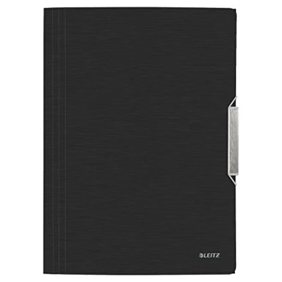 Image of Leitz 3 Flap Folder, Holds up to 150 A4 Sheets, Elastic Closure, Flexible Plastic, Satin Black, Style Range, 39770094