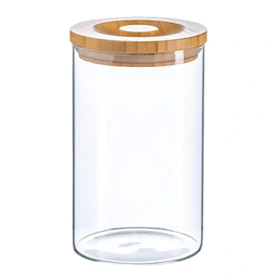 Image of 1L Scandi Storage Jar with Carved Wooden Lid By Argon Tableware