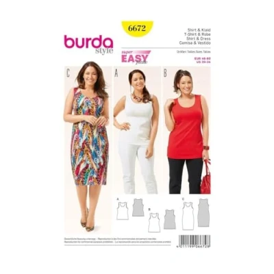 Image of Burda b6672 T Shirt and Dress Sewing Pattern Paper 19 x 13 1 cm White