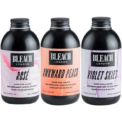 Image of (3 PACK) Bleach London Super Cool Colours Awkward Peach &amp; Violet Skies Rose x 150ml