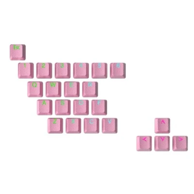 Image of Ranked Rubber Keycap Set Double shot Translucent OEM Profile for Mechanical Gaming Keyboard (Prism Pink, 23 Keys)
