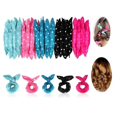 Image of Locisne 40pcs=5 Color*8pcs Flexible Foam Sponge Hair Curlers, No Heat Curlers Magic Pillow Soft Rollers Care DIY Styling Tools Comfy to Sleep on