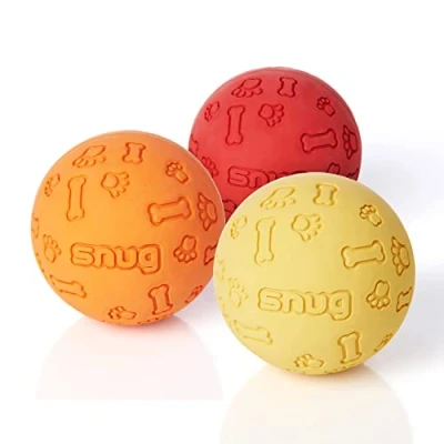Image of Snug Rubber Dog Balls for Small and Medium Dogs of all Breeds Tennis Ball Size Virtually Indestructible (3 Pack Hot)