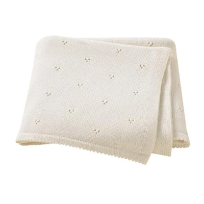 Image of Hadetoto Baby Blanket 100% Cotton Cellular Soft Cosy Knitted Cream 100x80cm