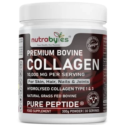 Image of Pure Hydrolysed Collagen Powder 10000mg Bovine Type 1 &amp; 3 UnflavouredHigh Strength Protein Peptides for Women Men19 Amino Acids Kosher Halal Certified Healthy Skin Hair Nails JointsKeto,Paleo