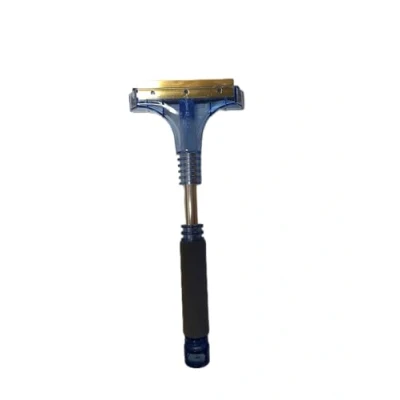 Image of ISE Deluxe Transparent Polycarbonate Ice Scraper with Soft Handle, Rubber Squeegee, Brass