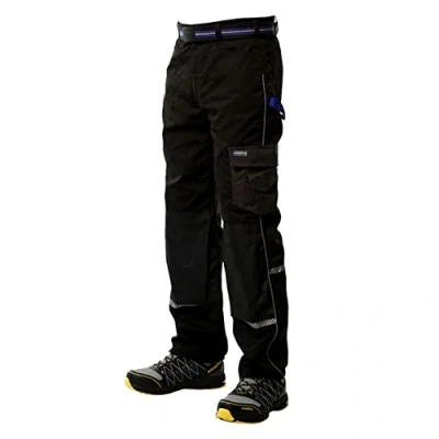 Image of Goodyear Men&#039;s Multi Tool Pocket Cargo Work Reflective Detail Knee Pad Protection Trouser, Black, 30W 31L UK
