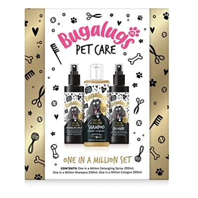 Image of Bugalugs Spa Gift Set For Dogs With Shampoo, Detangle Spray &amp; Cologne, Dog Birthday, Birthday Present, Gifts Women, Men, Her, Him (One in a Million)