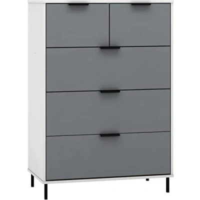 Image of Seconique Madrid 3+2 Drawer Chest in Grey/White Gloss
