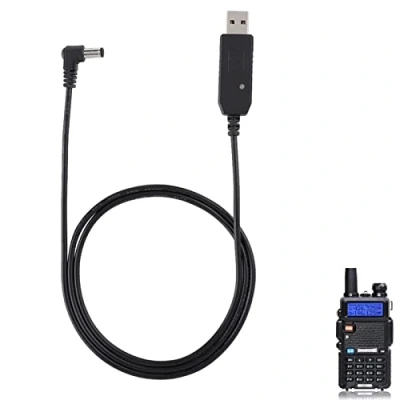 Image of Mugast 1m USB Cable, Tangle Free Charger Transformer Cable for Baofeng UV 5R 82 BF F8HP 82HP 9R Plus Walkie Talkie