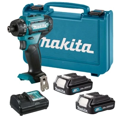 Image of Makita DF033DWAE 12V Max Li Ion CXT Drill Driver Complete with 2 x 2.0 Ah Batteries and Charger Supplied in A Carry Case