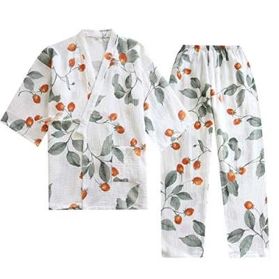 Image of Pure Cotton Womens Japanese Kimono Pajamas Suit Size L A32