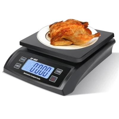 Image of Digital Kitchen Scales 30kg/66lb Food Scale Baking Cooking Bread Electronic Weighing with LCD Display and Weigh/Tare Function Counting for Fruits Meats Adapter Included black