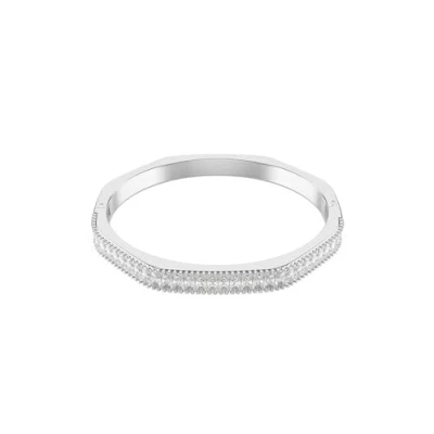 Image of Swarovski Matrix bangle, Baguette cut, White, Rhodium plated