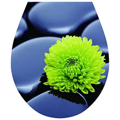 Image of &#039;Black Stone&#039; WC Seat Sticker Toilet Lid Cover Bathroom Art 32x38cm