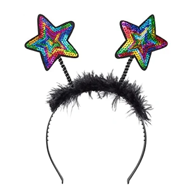 Image of Boland Star tiara with sequins, headband feathers, headpiece, costume, carnival, theme party, New Year&#039;s Eve