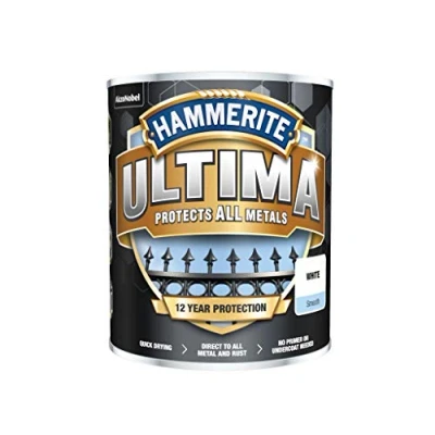 Image of Hammerite Ultima Smooth Metal Paint 750ml White, (Pack of 1), HMMUMSWH750
