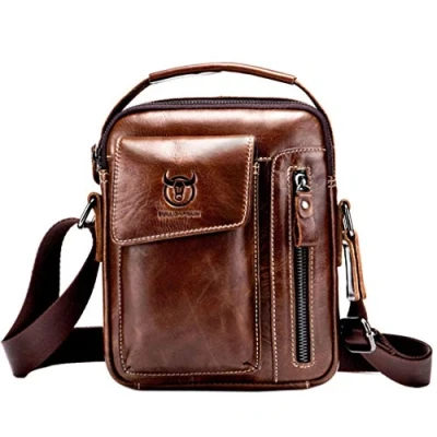 Image of Xieben Vintage Leather Mens Handbag Shoulder Bag for Men Everyday Casual Business Briefcase Cross Body Messenger Pack Tote Handbags Coffee
