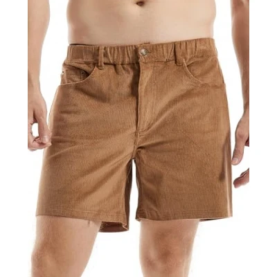 Image of AIMPACT Mens Corduroy Shorts Slim fit 5.5&quot; Flat Front Stretch Casual with Pockets, Brown, Large
