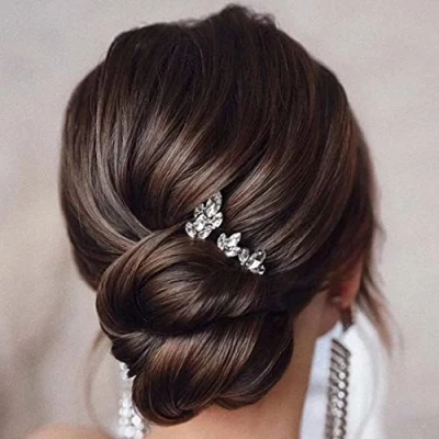 Image of Prosy Bride Wedding Hair Pins Gold Bridal Crystal Clips Rhinestones Headpieces for Women and Girls (Pack of 5)