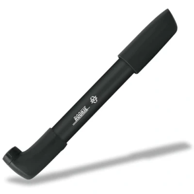 Image of SKS GERMANY ROOKIE 1 (225 240 mm) air pump, bicycle pump (suitable for all valve types, O ring technology immediate pressure build up, can be mounted on the luggage rack), Black