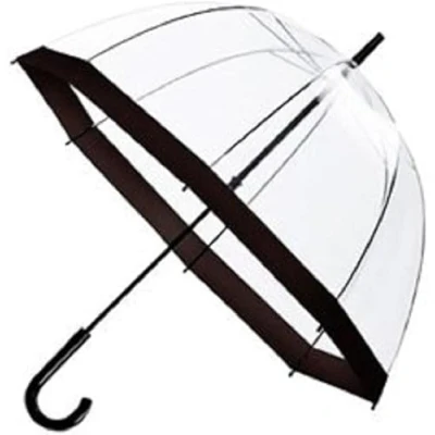 Image of MantraRaj clear Domed Umbrella 60cm Unisex Dome See Through Transparent Walking Hiking Ladies Mens Party Parasol Rain Bridesmaid Bridal