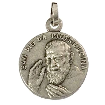 Image of 925 STERLING SILVER SAINT PIO FROM PIETRELCINA (PADRE PIO) MEDAL MADE IN HIGH RELIEF 100% ITALY