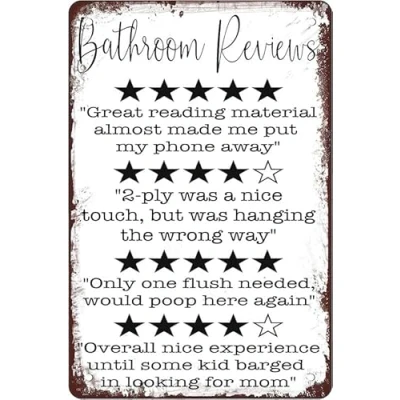 Image of Bathroom Rules Tin Sign Toilet Quotes Funny Decor Signs Wall Art 12x8 inch