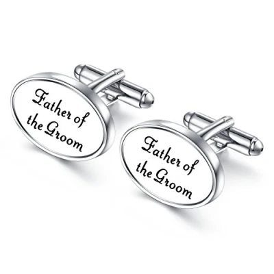 Image of HONEY BEAR Mens Oval Wedding Cufflinks with Gift Box (Father of The Groom)