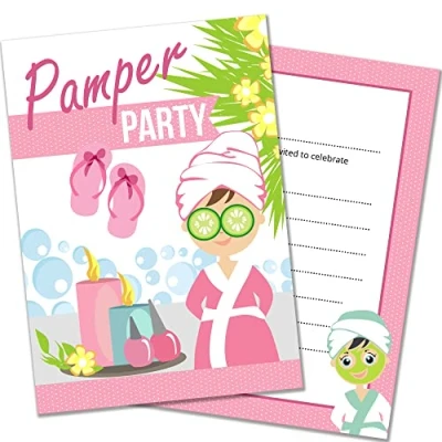Image of Olivia Samuel 20 x Pamper Party Invites from A6 Double Sided Cards with Envelopes