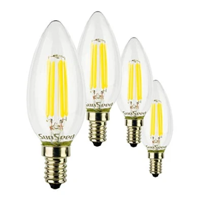 Image of SUNSEED 4 X E14 5W (Equivalent to 48W) Sapphire Filament LED Candle Light Bulb C35 Neutral White 4000K