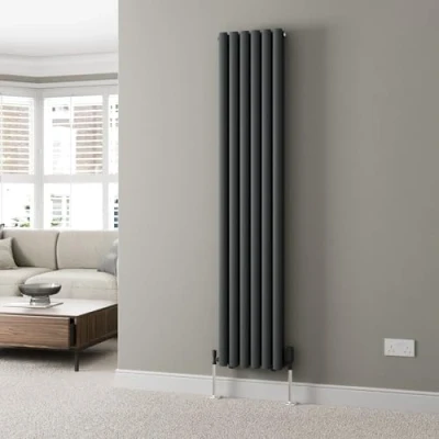 Image of DuraTherm® 1800 x 360mm Anthracite Vertical Designer Radiator Double Column Oval Tube Modern Central Heating Panel Bathroom Radiators