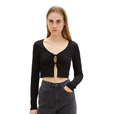 Image of TOM TAILOR Denim Ladie&#039;s 1035373 Long Sleeved T Shirt, 14482 Deep Black, L