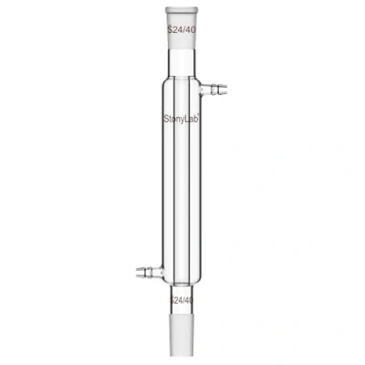 Image of stonylab Liebig Condenser, Borosilicate Glass Condenser with 24/40 Joint, Jacket Length 200 mm, Laboratory Condensation Distillation Glassware