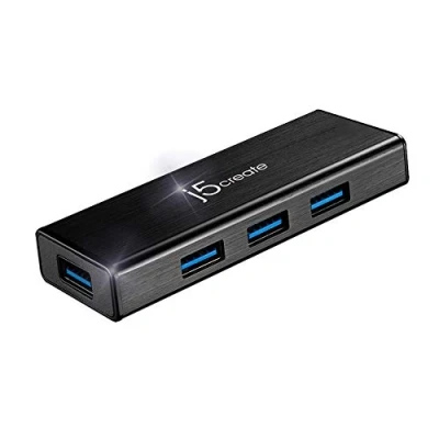 Image of j5create 4 Port Powered USB 3.0 Data Hub with 2 ft Extended Cable [15W Power Adapter Included] for Mac, MacBook, Windows, Laptop (JUH340)
