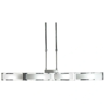 Image of Duna E27 Ceiling Pendant 4 Light Bar, Polished Chrome, White Acrylic