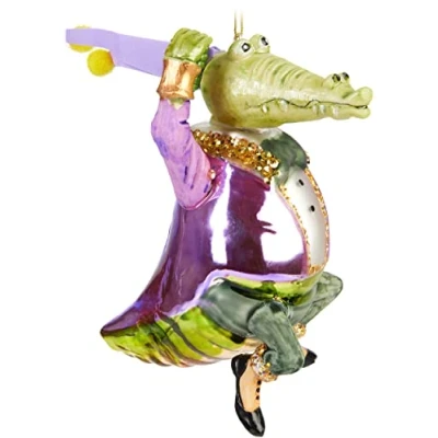 Image of BRUBAKER Christmas Bauble Hand Painted Blown Glass Tree Decoration Figurines Crazy Deco Pendant Ball Crocodile Man