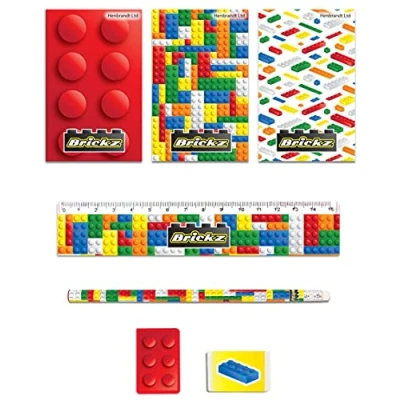 Image of HENBRANDT 5 Piece Brickz Stationery Sets 2 Packs Supplied