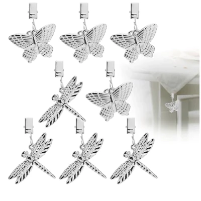 Image of com four® 8x tablecloth weights in the form of dragonflies and butterflies clips approx. 35g each (silver colored)