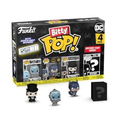 Image of Funko Bitty Pop! Batman 85th Freeze 4PK and A Surprise Mystery Mini Figure 0.9 Inch (2.2 Cm) DC Comics Collectable Stackable Display Shelf Included Gift Idea Party Bags Stocking