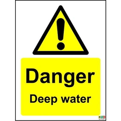 Image of 20cmx15cm Deep Water Sign(Self Adhesive Sticker Label Sign)