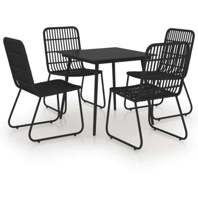 Image of vidaXL 5 Piece Outdoor Dining Set Poly Rattan and Glass