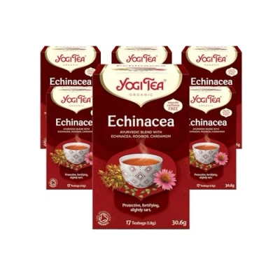 Image of Yogi Tea, Echinacea, Organic Herbal Naturally Caffeine Free, Blend of Rooibos and Cardamom, 6 Packs x 17 Tea Bags (102 Teabags Total)
