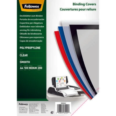 Image of Fellowes Earth Binding Cover Polypropylene Clear A4 200 micron