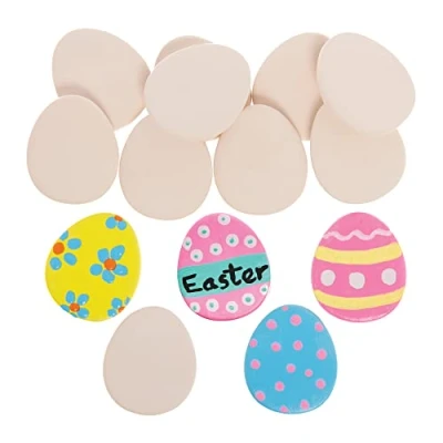 Image of Baker Ross FX709 Egg Ceramic Painting Stones Pack of 15, Easter Craft Blanks to Decorate