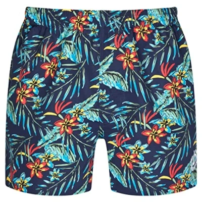 Image of bugatti® Modern men&#039;s swimming shorts with Floral pattern in Navy blue or turquoise, Print, M